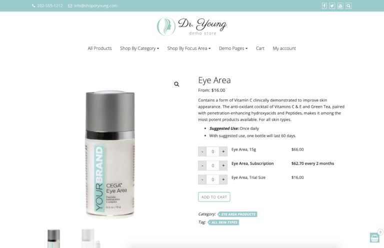Each individual product can be sold as a one-time purchase, a recurring subscription, or even as a trial or travel size.